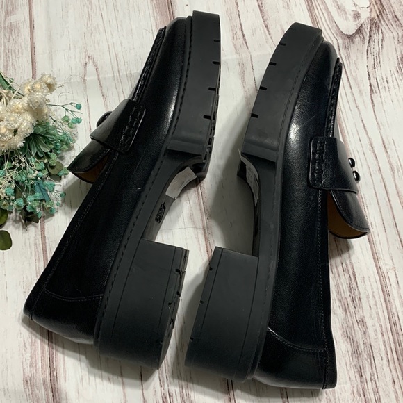 COACH Leah Leather Lug Sole Block Heel Loafers - Picture 11 of 13